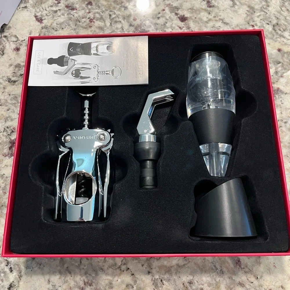 Vinturi Wine Opener, Wine Aerator, Wine Stopper 3 Piece Deluxe Wine Set NEW